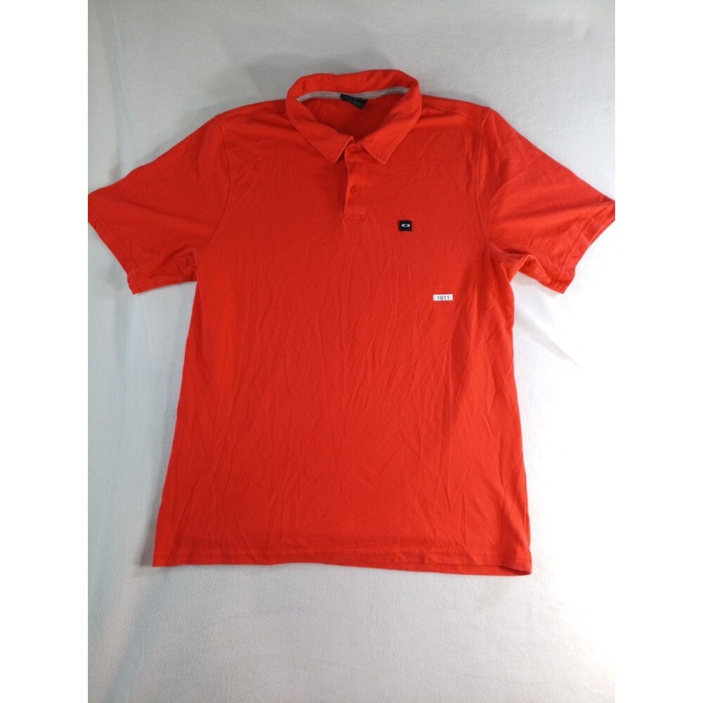 Oakley Polo Shirt Mens Large Orange Athletic Golf Short Sleeve Performance